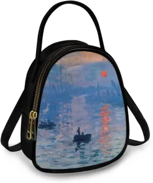 Small Crossbody Purse Bag for Women Travel, Van Gogh Monet Sling Handbag PU Leather Phone Holder for Art Lover