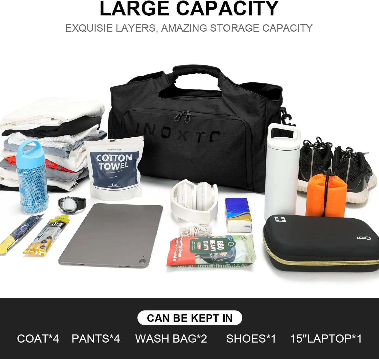 Small Gym Bag for Men Women, Waterproof Sports Travel Duffel Bag with Wet Pocket & Shoes Compartment, Lightweight Carry on Weekender Overnight Bag, Gym Tote Bag for Travel, Workout (Black)