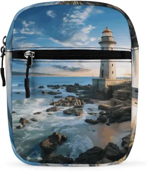 Small Satchel Purse Mini Shoulder Bag Personalized Beach Lighthouse Print Crossbody Bags For Women Men
