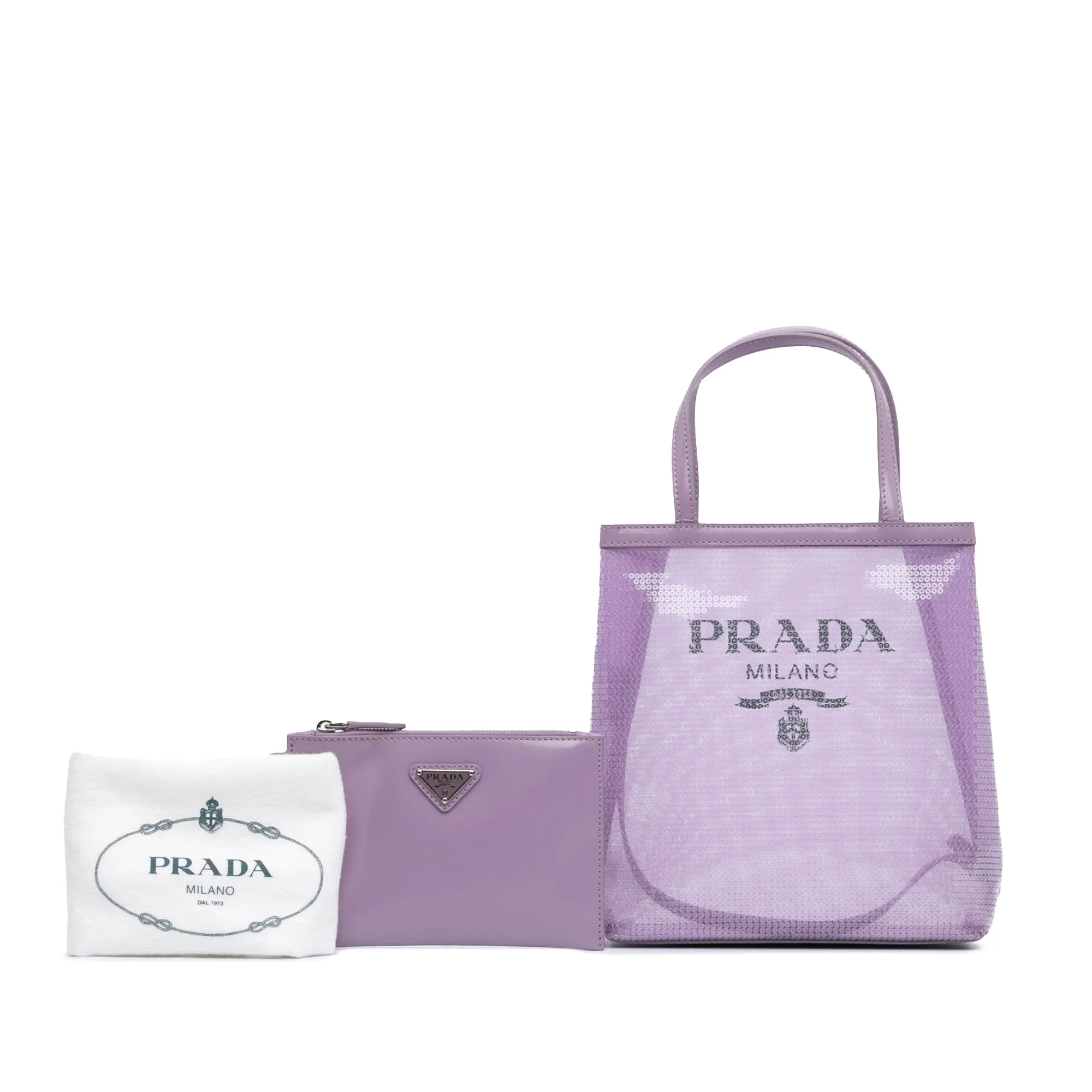Small Sequined Mesh Logo Tote