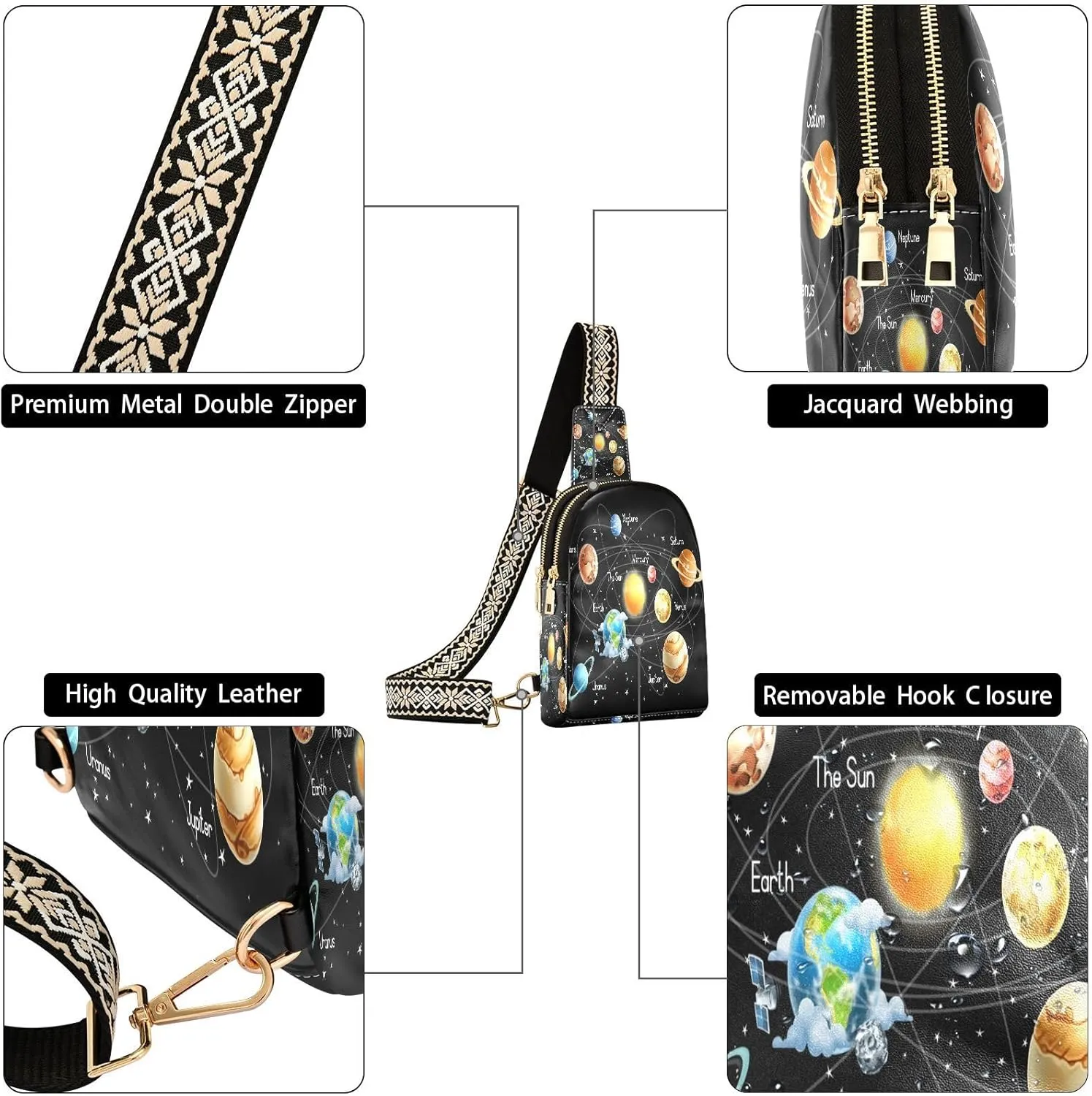 Small Sling Bag Cactus Succulent Floral Trendy Crossbody Bag Fashion Waist Packs Watercolor Leather Chest Bag