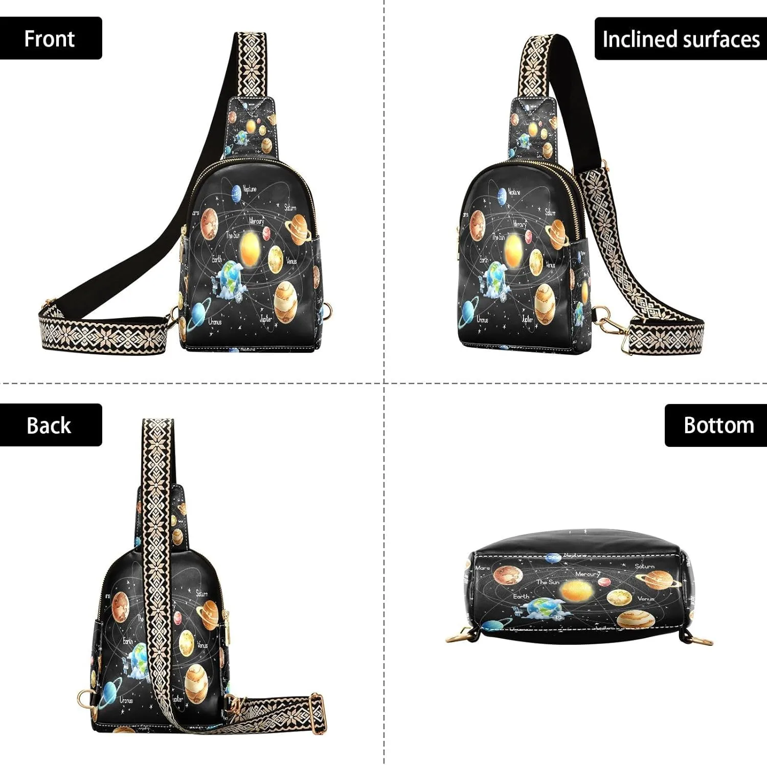 Small Sling Bag Cactus Succulent Floral Trendy Crossbody Bag Fashion Waist Packs Watercolor Leather Chest Bag