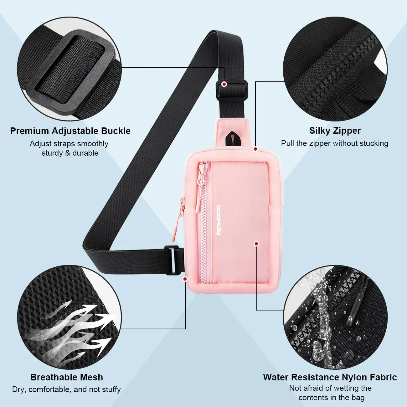 Small Sling Bag for Women Men Chest Bag Water Resistance Mini Crossbody Bag Adjustable Strap Lightweight Shoulder Bag