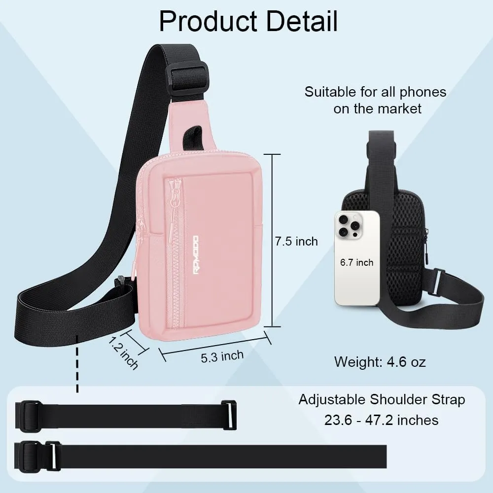 Small Sling Bag for Women Men Chest Bag Water Resistance Mini Crossbody Bag Adjustable Strap Lightweight Shoulder Bag