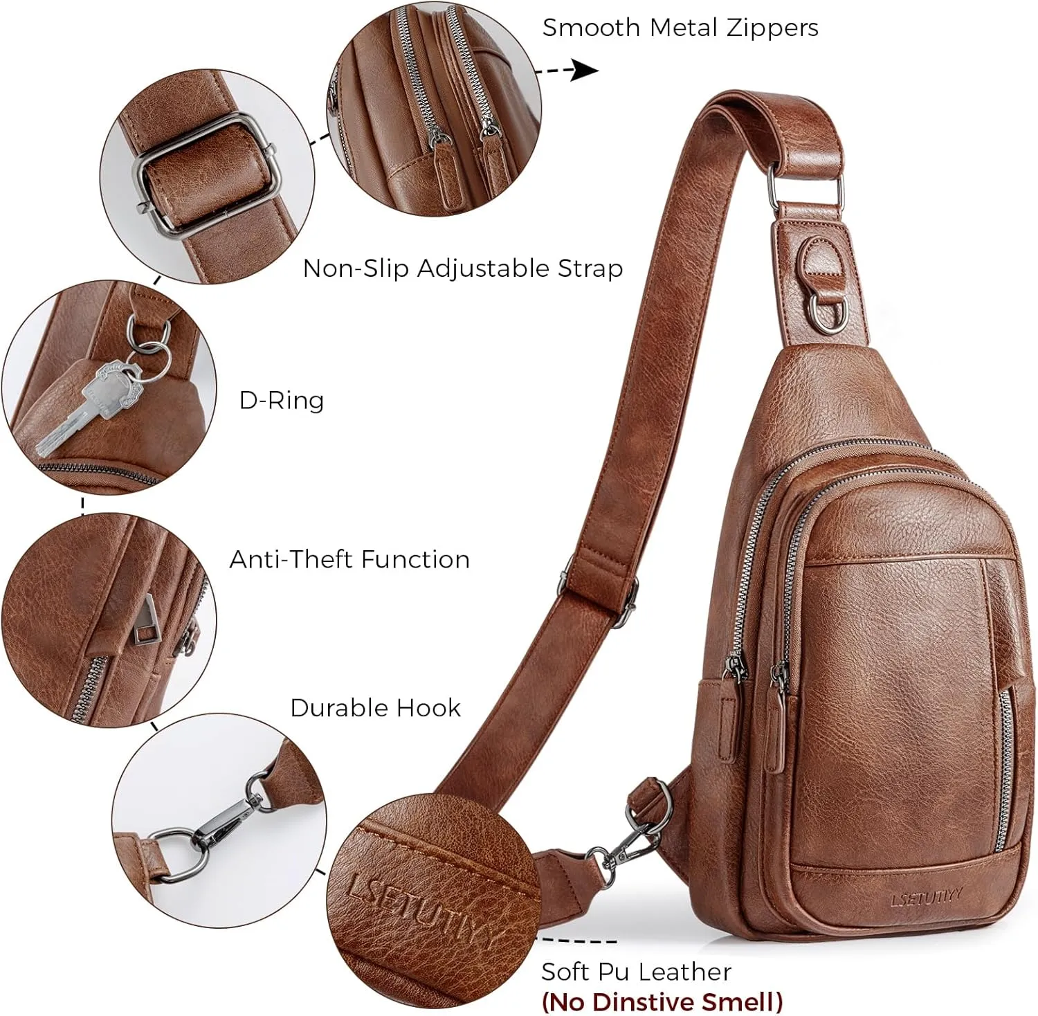 Small Sling Bag for Women, Vegan Leather Crossbody Bags for Women Trendy Designer Ladies Fanny Pack Chest Bag Purse