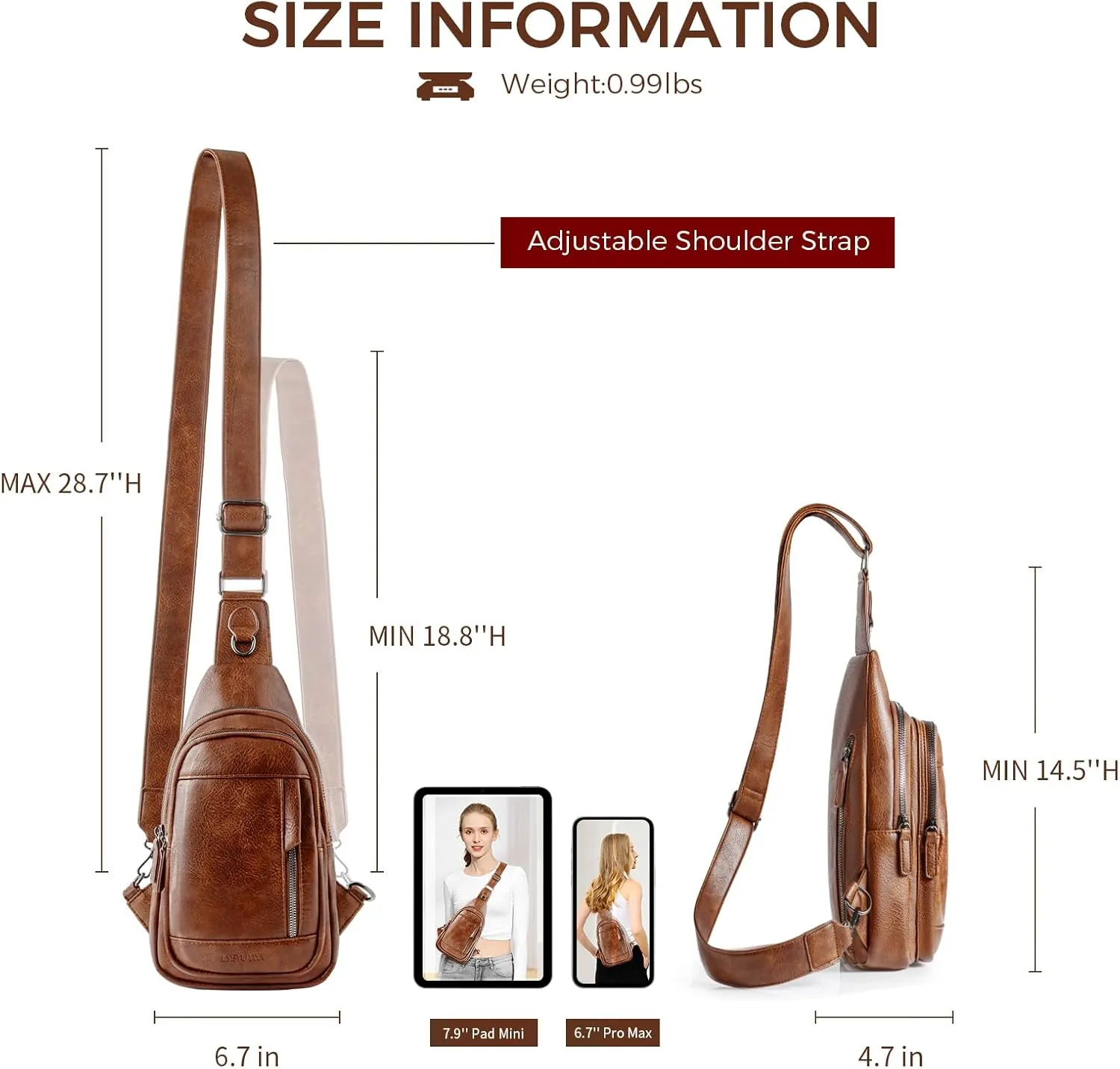 Small Sling Bag for Women, Vegan Leather Crossbody Bags for Women Trendy Designer Ladies Fanny Pack Chest Bag Purse