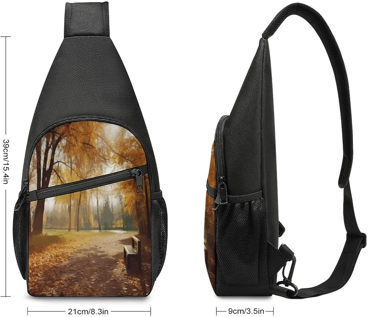 Small Sling Chest Bag Crossbody Bag for Men Women,Autumn Park Lightweight Gym Daypack for Travel Cycling Hiking