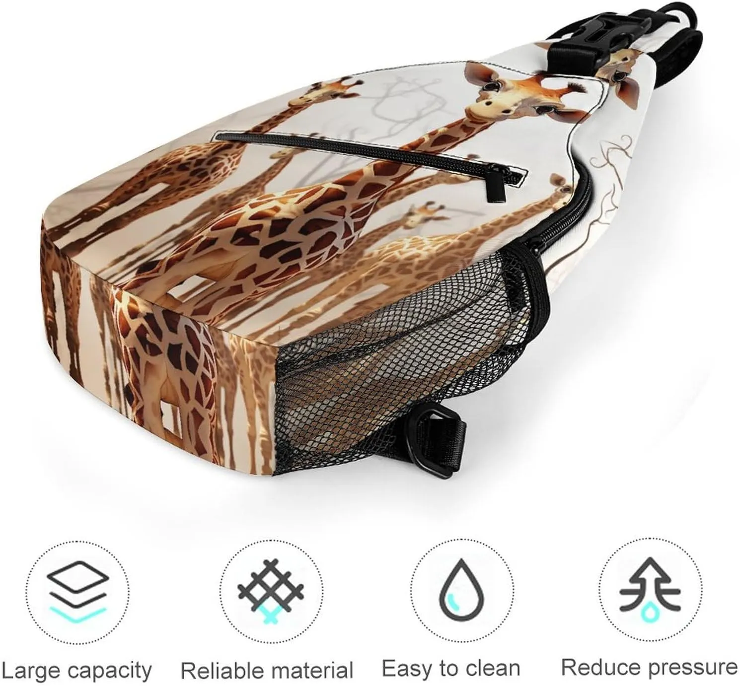 Small Sling Chest Bag Crossbody Bag for Men Women,Cute Cartoon Funny Giraffes Lightweight Gym Daypack for Travel Cycling Hiking