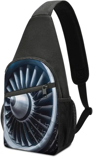 Small Sling Chest Bag Crossbody Bag for Men Women,Jet Engine Lightweight Gym Daypack for Travel Cycling Hiking