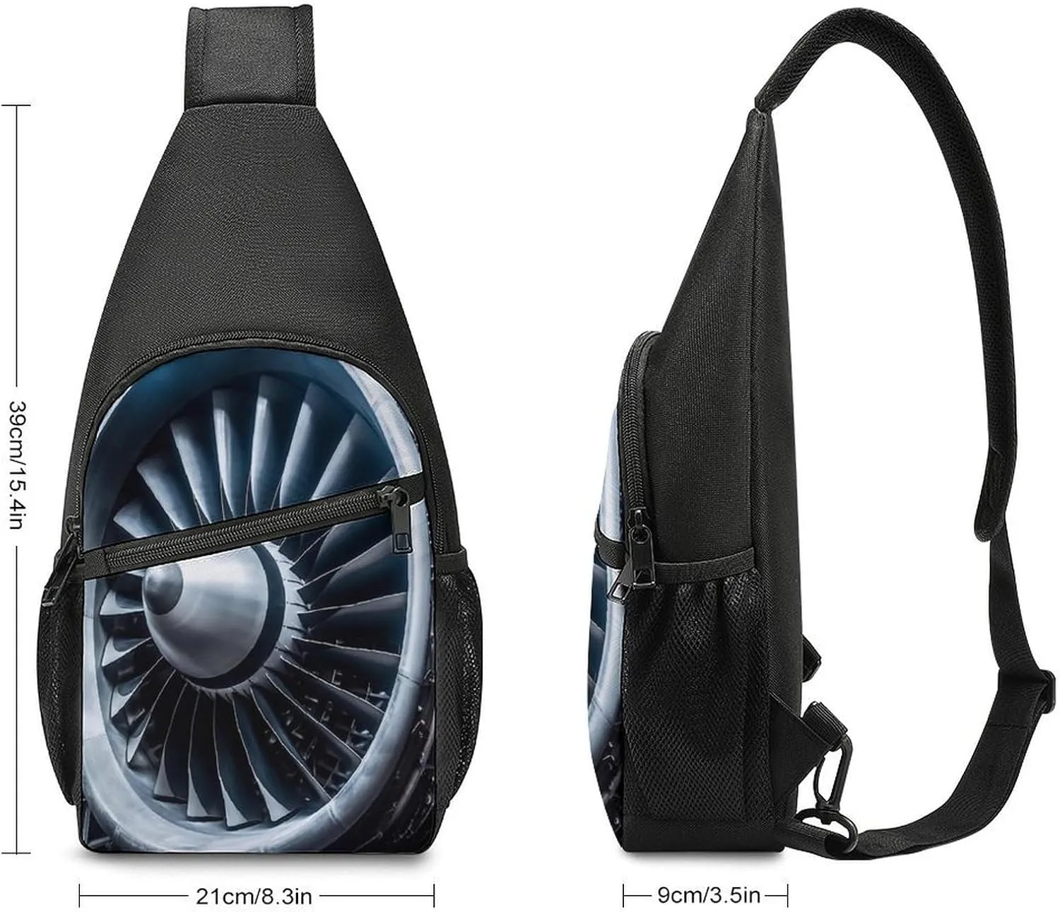 Small Sling Chest Bag Crossbody Bag for Men Women,Jet Engine Lightweight Gym Daypack for Travel Cycling Hiking