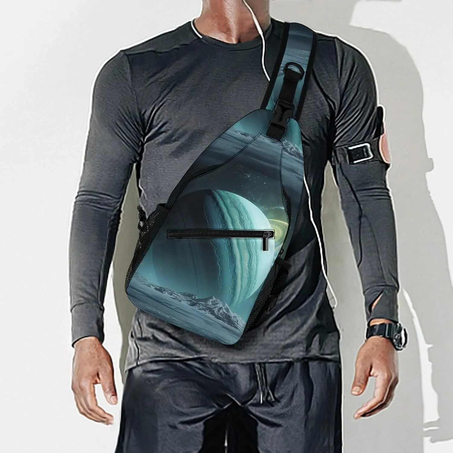 Small Sling Chest Bag Crossbody Bag for Men Women,Uranus Lightweight Gym Daypack for Travel Cycling Hiking