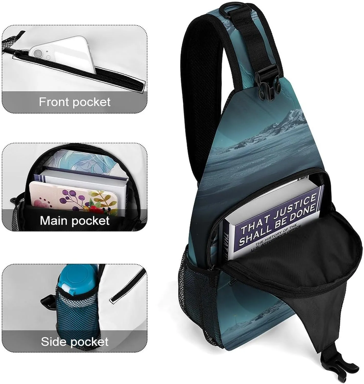 Small Sling Chest Bag Crossbody Bag for Men Women,Uranus Lightweight Gym Daypack for Travel Cycling Hiking