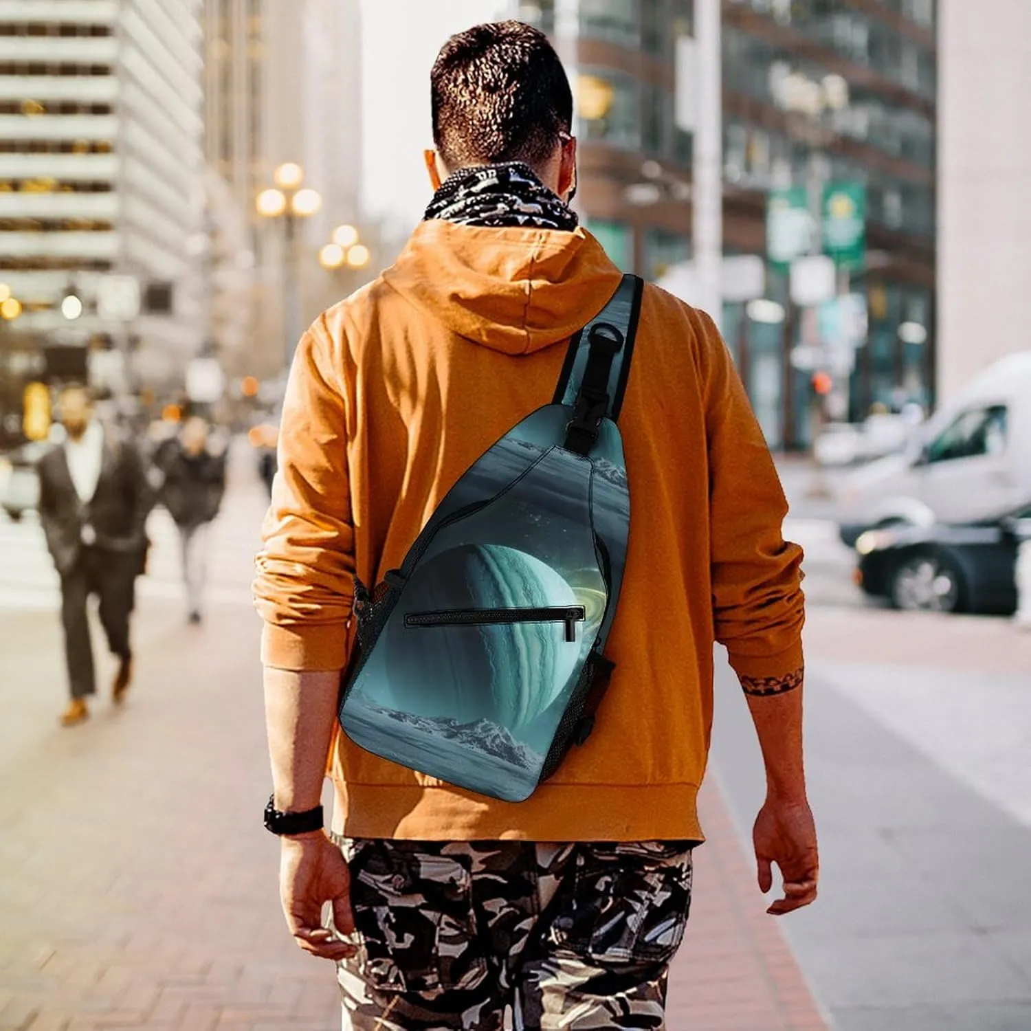 Small Sling Chest Bag Crossbody Bag for Men Women,Uranus Lightweight Gym Daypack for Travel Cycling Hiking