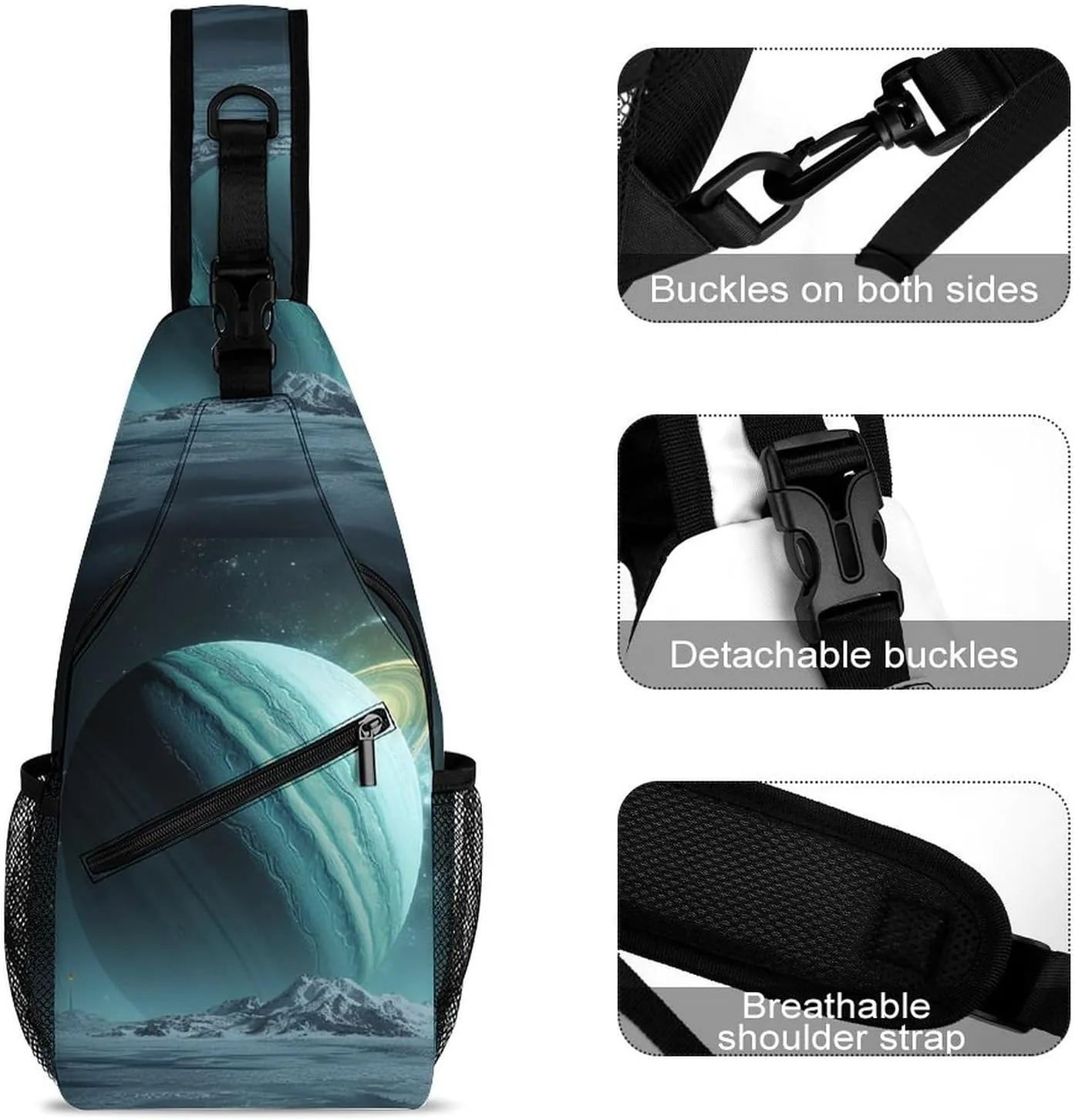 Small Sling Chest Bag Crossbody Bag for Men Women,Uranus Lightweight Gym Daypack for Travel Cycling Hiking