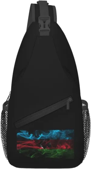 Smoke Style Flag Of Azerbaijan Crossbody Bags For Women Men Chest Backpack Gym Shoulder Bag Travel Outdoor Sports Casual Crossbody Bags