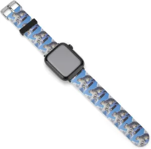 Snowy Leopard Adjustable Silicone Watchband Compatible with IWatch Classic Soft Sports Watch Strap for Men Women