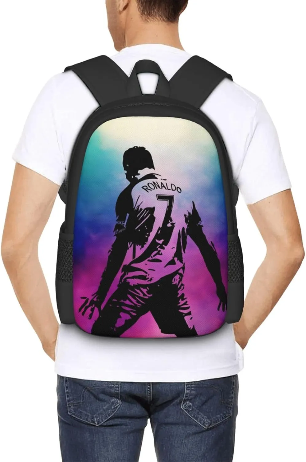 Soccer Player #7 Backpack 16.5 Inch For Daily Work Sport Outdoor Football Fans Laptop Bag-Style 26