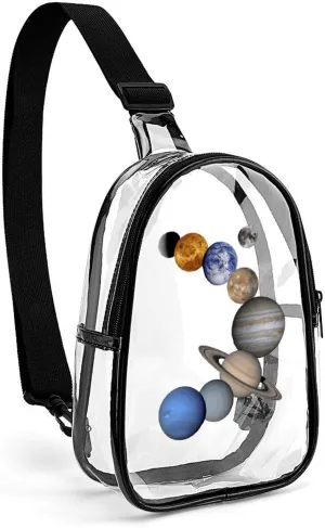 Solar System Planets Cute Crossbody Sling Bag Unisex Transparent Chest Bag Adjustable Strap Shoulder Bag
