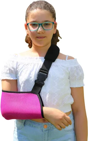 Soles Pediatric Mesh Arm Sling with Padded Shoulder Strap (Pink)