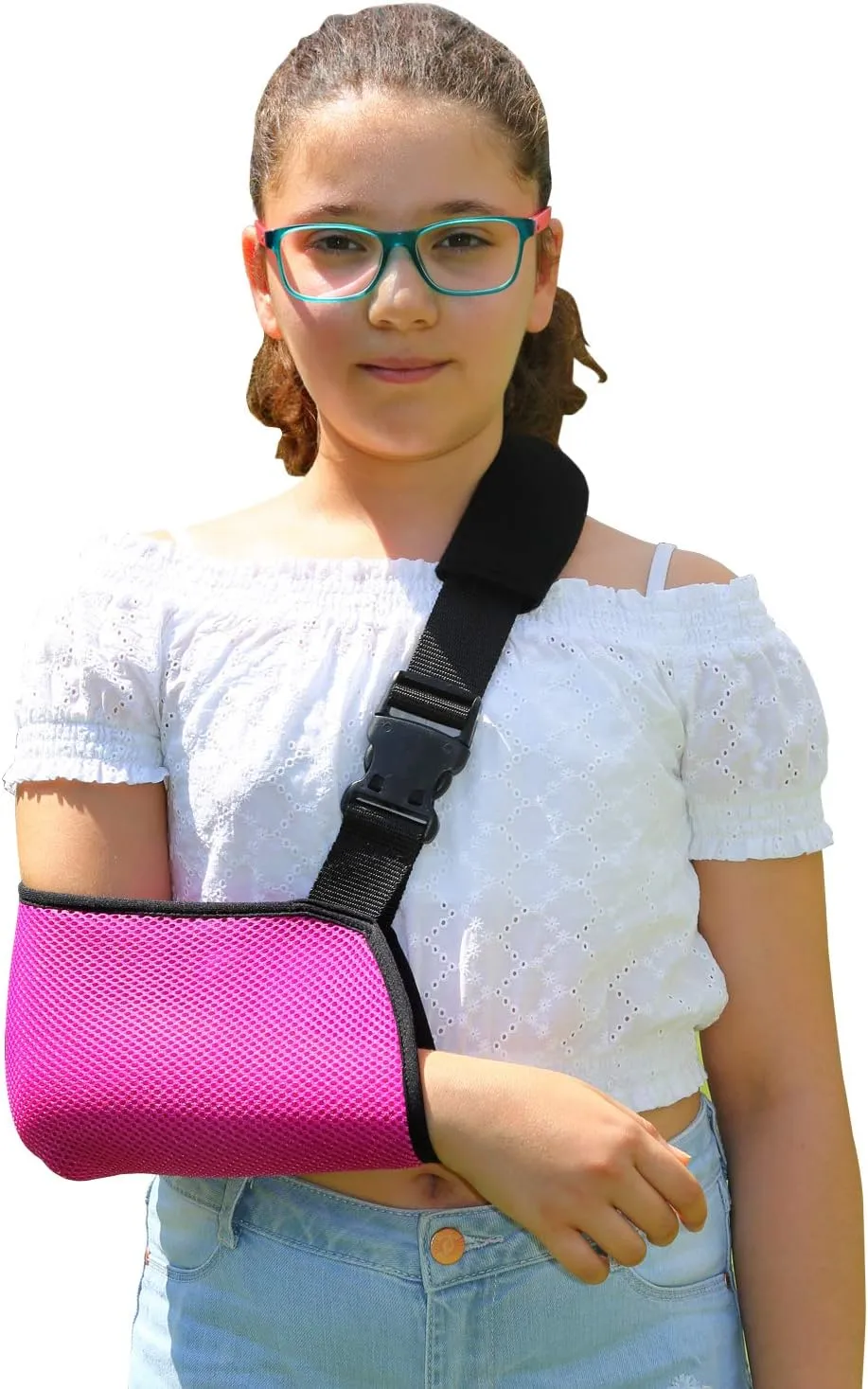 Soles Pediatric Mesh Arm Sling with Padded Shoulder Strap (Pink)