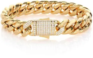 Solid 18K gold bracelet for men and women, 12mm mesh moissanite bracelet, birthday, Valentine's Day, Christmas gift, Cuban bracelet