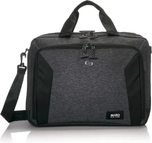 Solo New York Briefcase - Laptop Carrying Bag for Women & Men, Brief for Travel & Work, Internal Tablet Pocket, Adjustable Shoulder Strap, Fits 15.6" Computer - Voyage, Gray & Black
