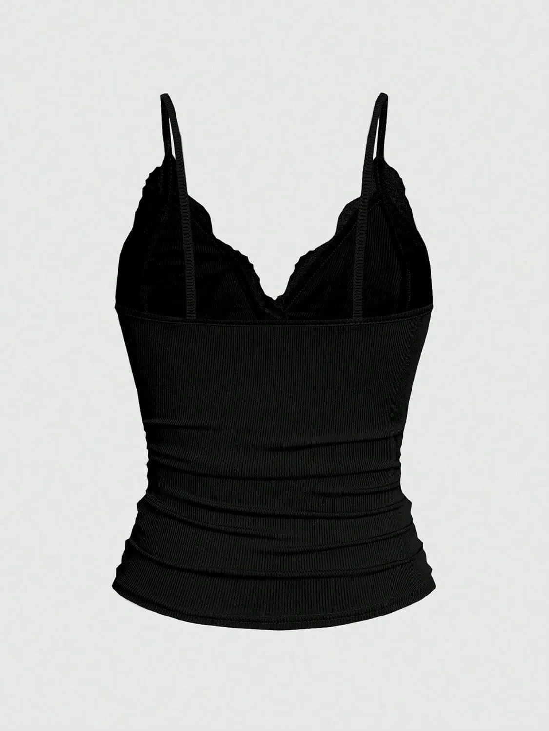 SOLY HUX Women's Lace Trim Camisole Summer V Neck Spaghetti Strap Slim Fit Going Out Cami Tops