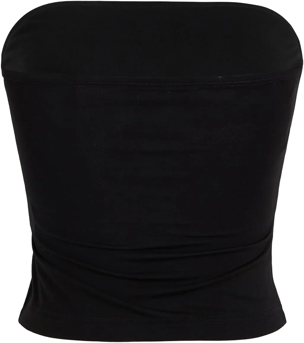 SOLY HUX Women's Rhinestone Cute Print Y2K Crop Tops Sleeveless Strapless Summer Bandeau Tube Top