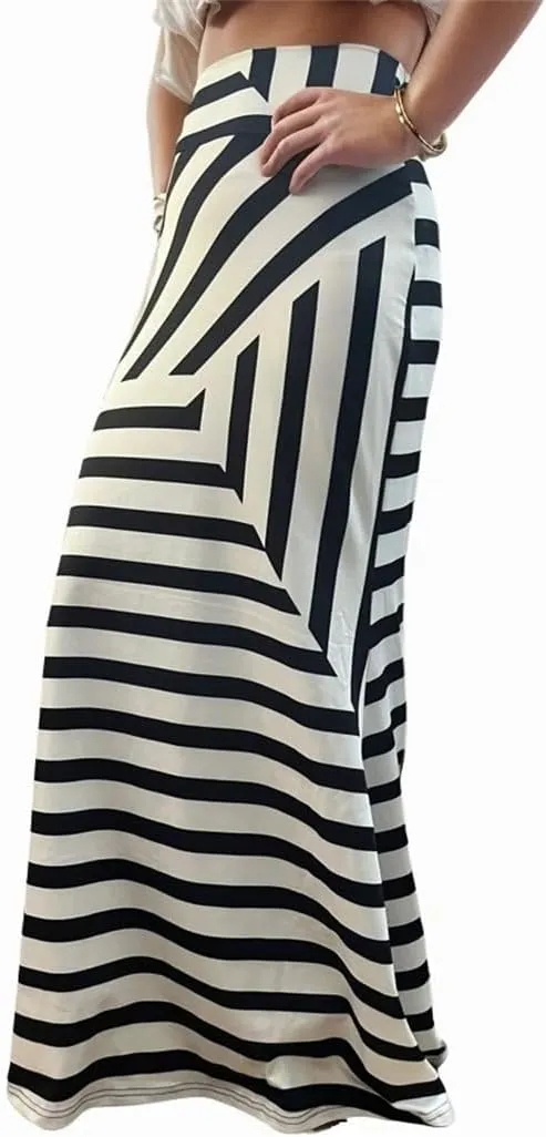 Sorrica Maxi Skirt for Women Multicolored Print High Waist Stretchy Bodycon Floor Length Maxi Skirt
