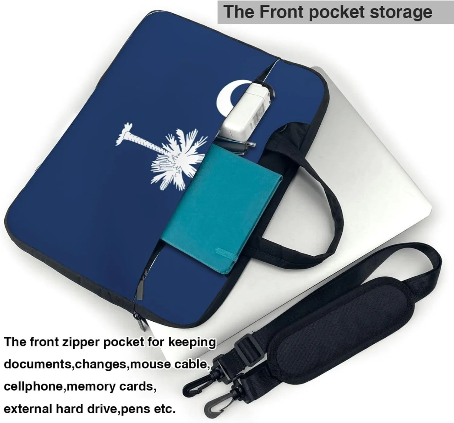 South Carolina Flag Print Laptop Adjustable Shoulder Strap With Handle Accessory Pocket For Men Women
