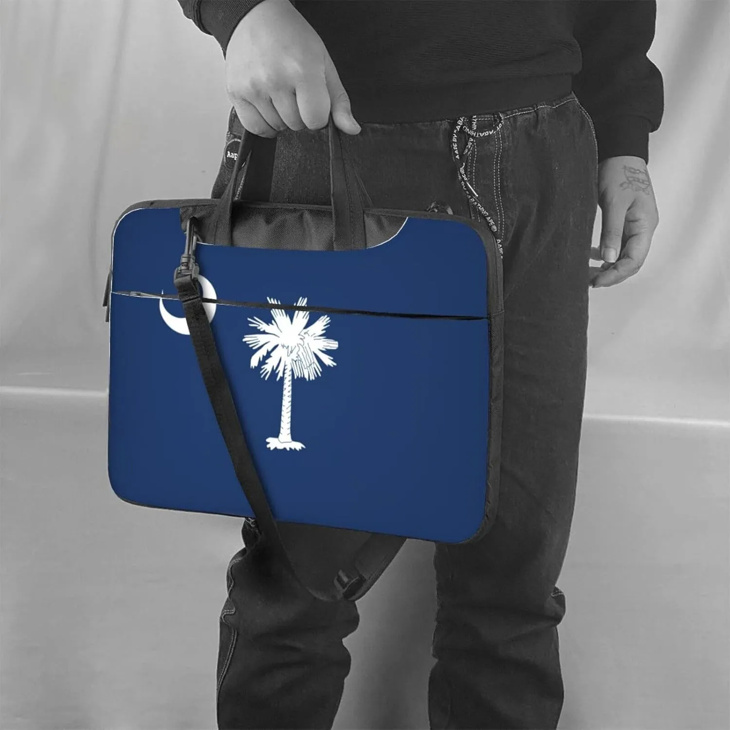 South Carolina Flag Print Laptop Adjustable Shoulder Strap With Handle Accessory Pocket For Men Women