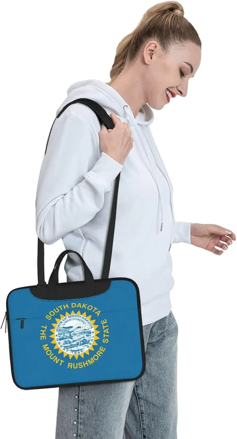 South Dakota Flag Print Laptop Adjustable Shoulder Strap With Handle Accessory Pocket For Men Women