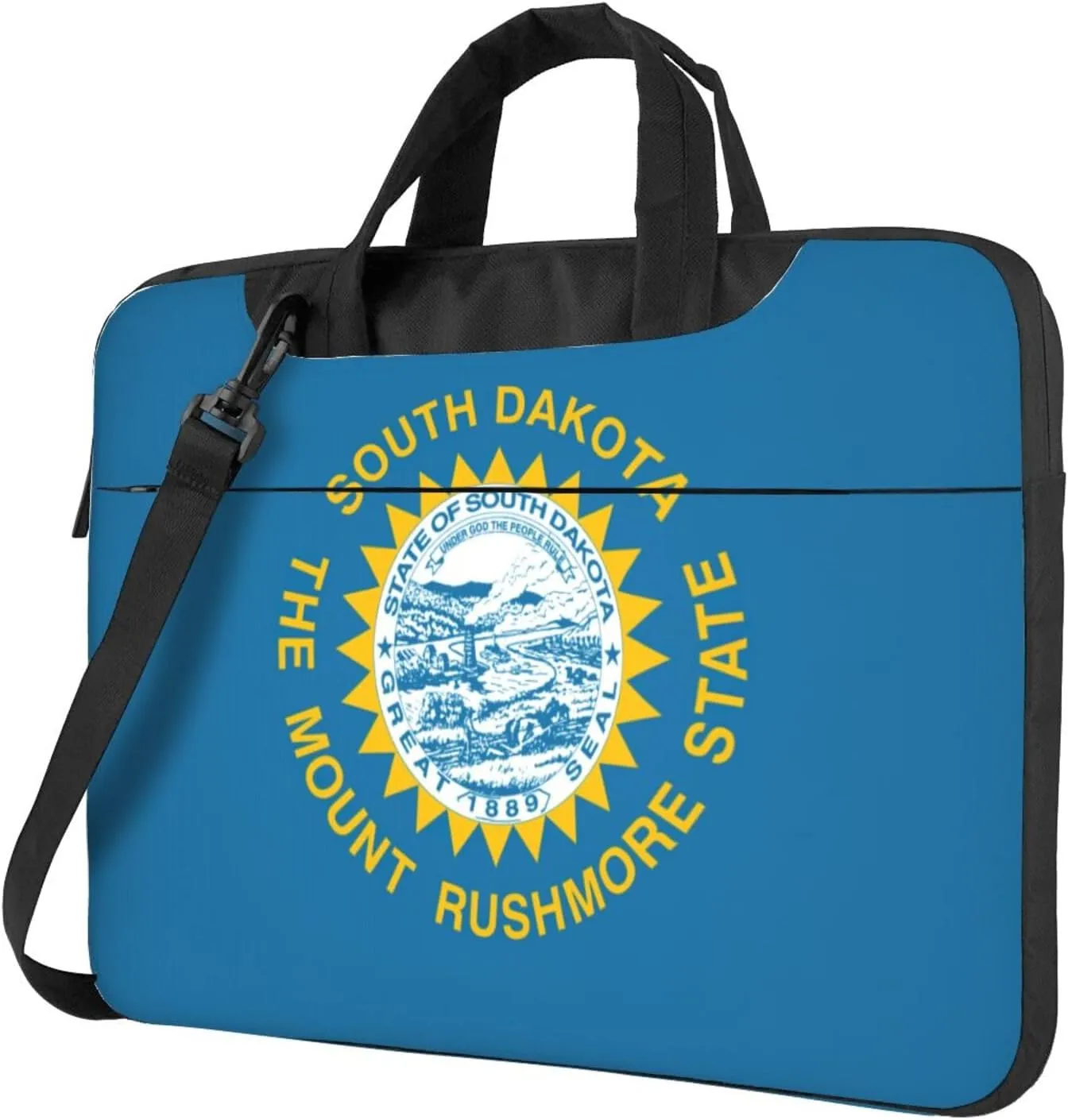 South Dakota Flag Print Laptop Adjustable Shoulder Strap With Handle Accessory Pocket For Men Women