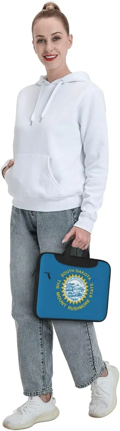 South Dakota Flag Print Laptop Adjustable Shoulder Strap With Handle Accessory Pocket For Men Women