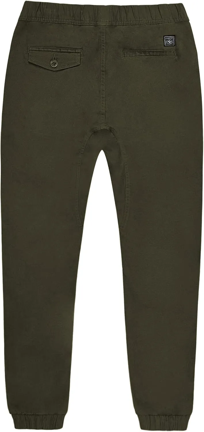 Southpole Boys' Cotton Twill Jogger Pants, Elastic Band Waist and Bottom, Age 8-18