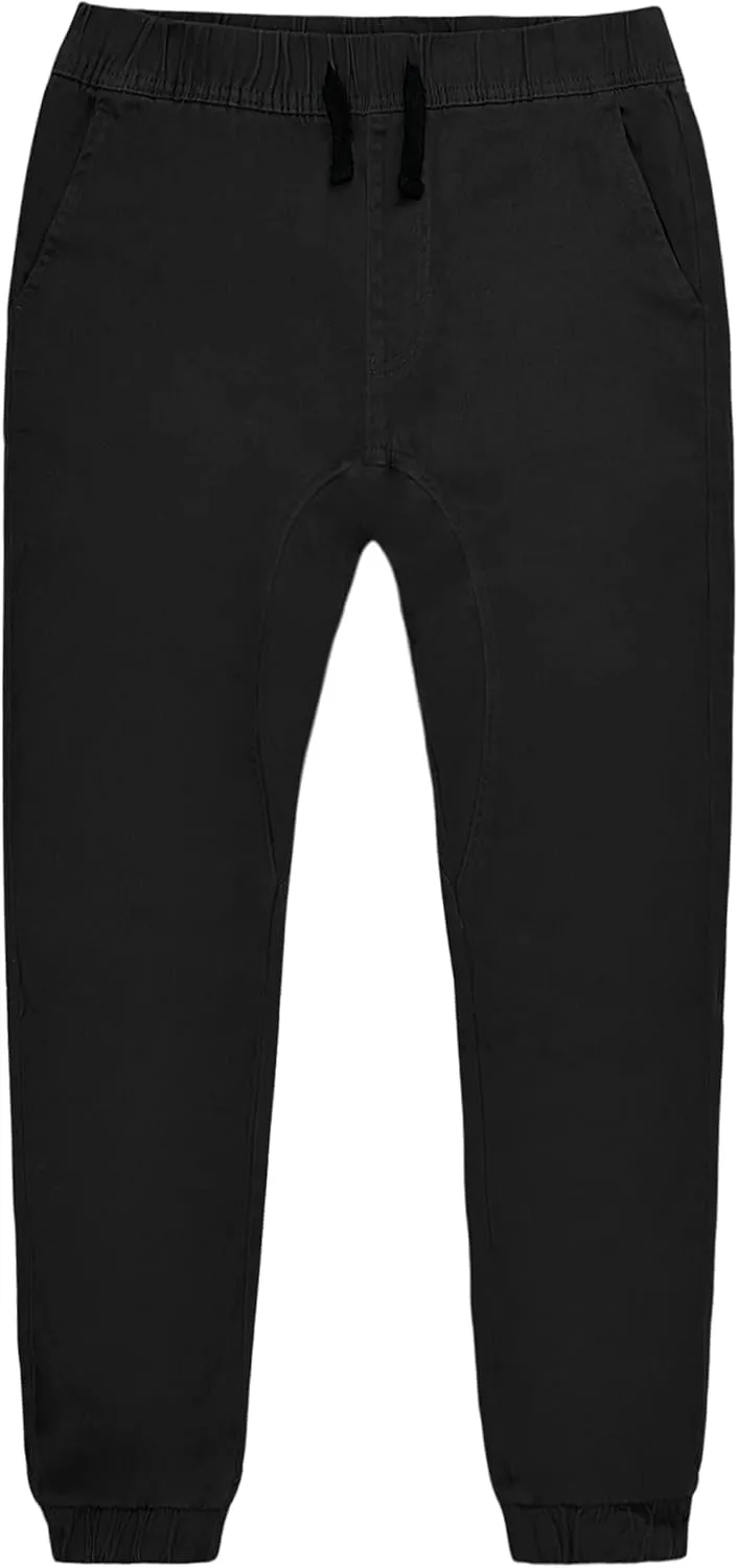Southpole Boys' Cotton Twill Jogger Pants, Elastic Band Waist and Bottom, Age 8-18