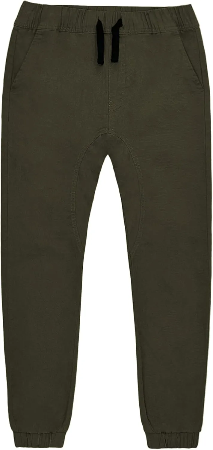 Southpole Boys' Cotton Twill Jogger Pants, Elastic Band Waist and Bottom, Age 8-18