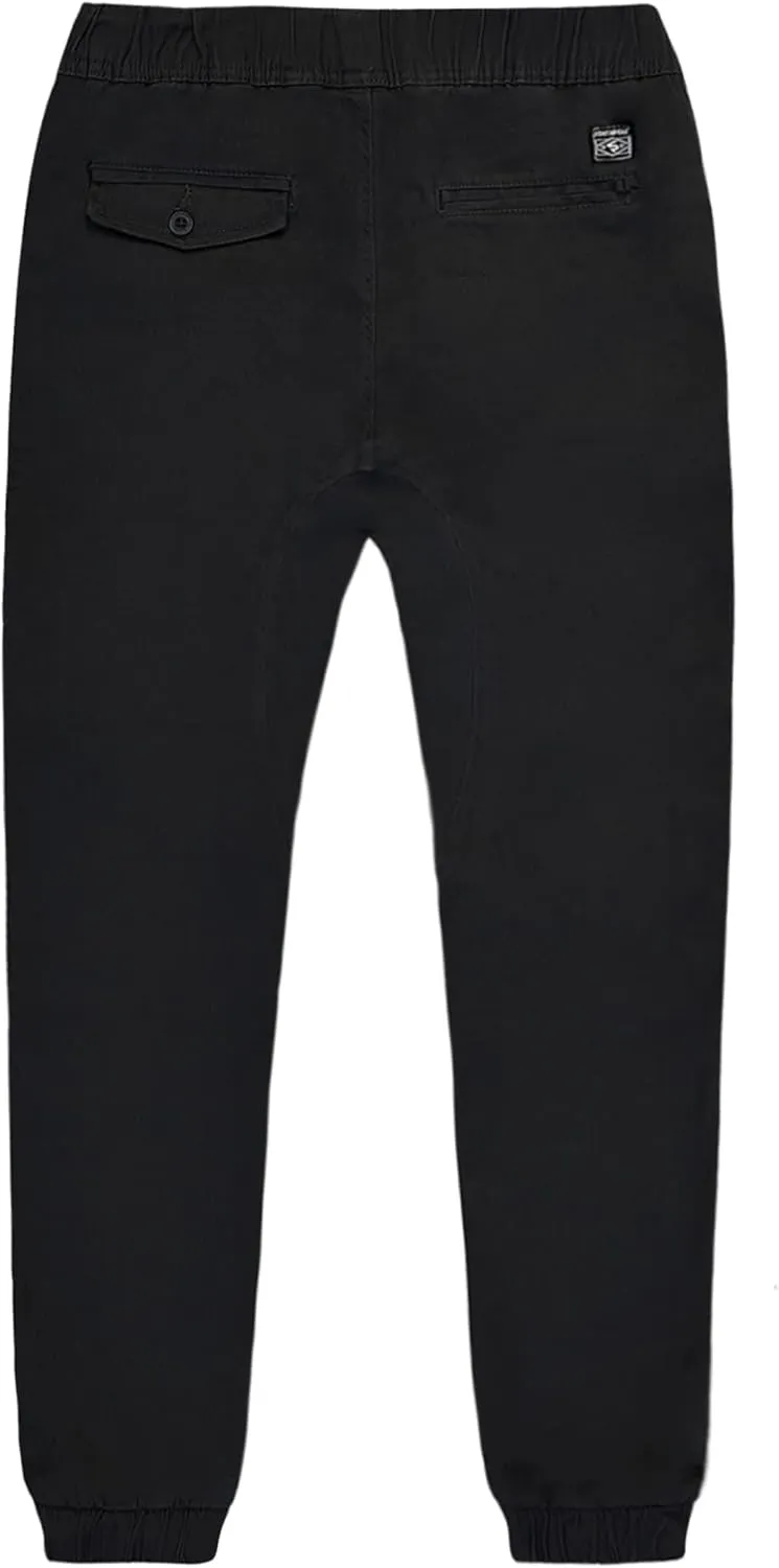 Southpole Boys' Cotton Twill Jogger Pants, Elastic Band Waist and Bottom, Age 8-18
