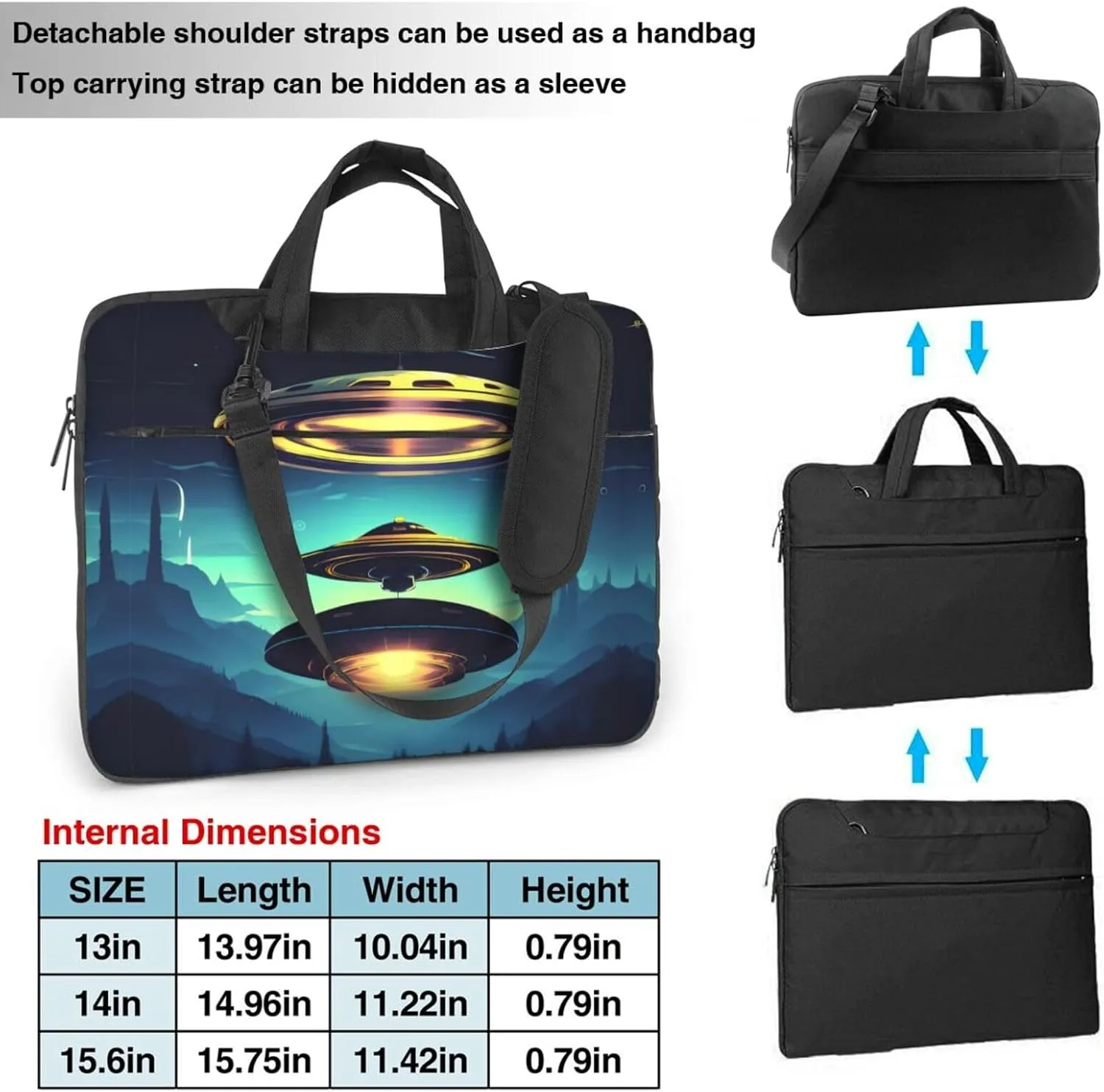 Spacecraft descend Pattern Laptop Bag - with Soft Interior, Multiple Pockets - Ideal for Men, Travel and Business