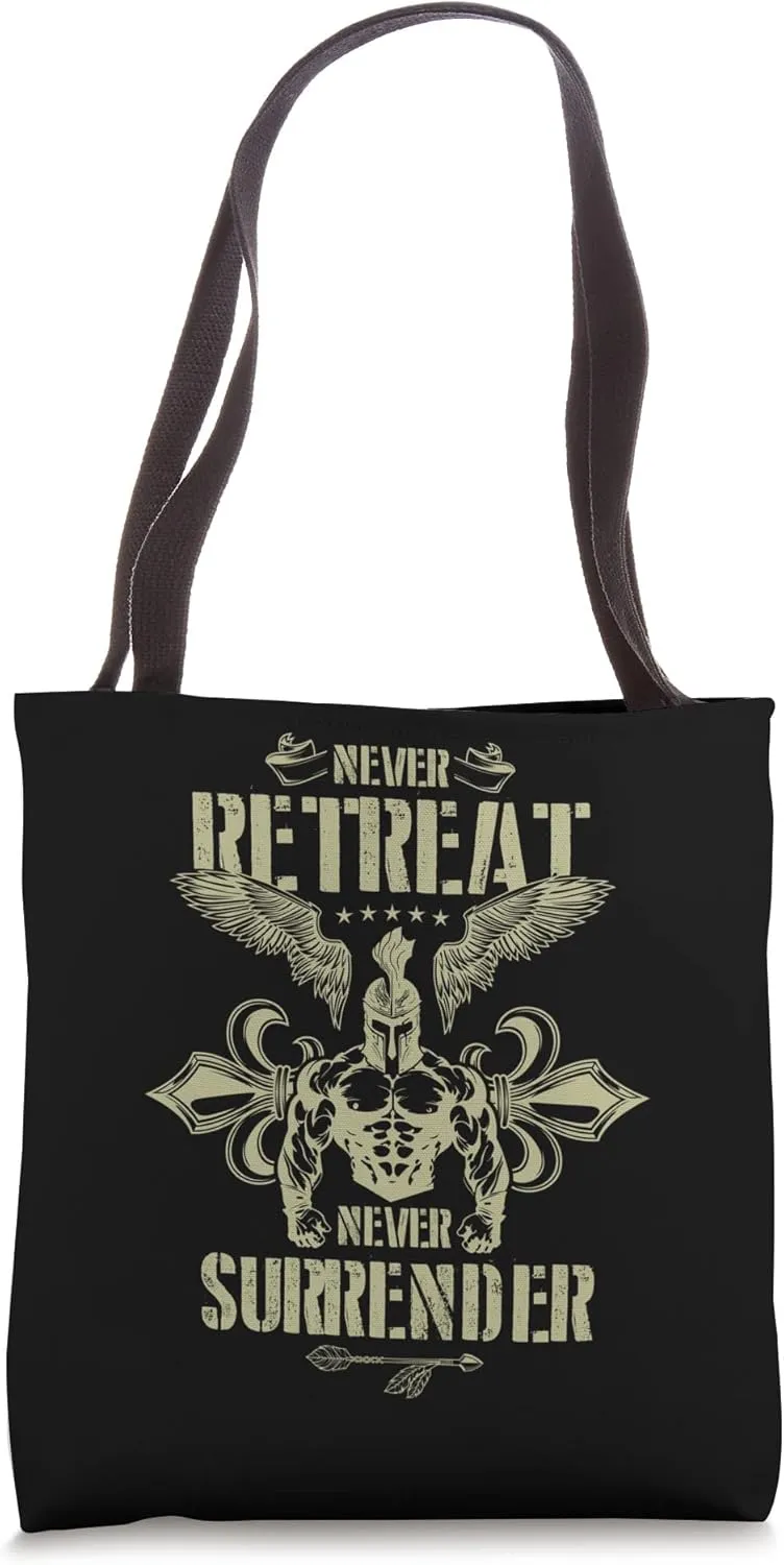 Spartan Workout Never Surrender | Gladiator Gym Mma Fighter Tote Bag