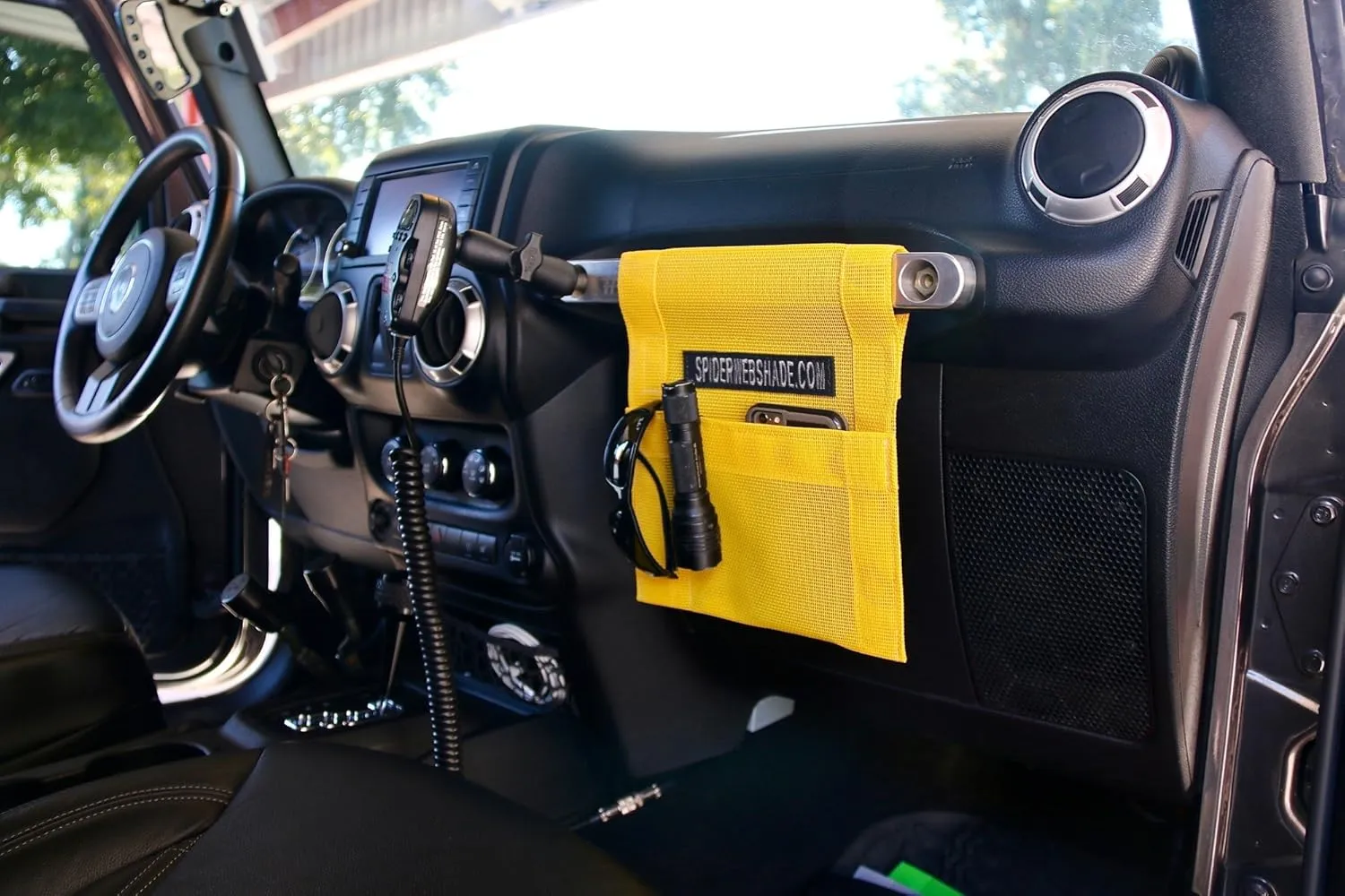 SPIDERWEBSHADE Grab Bag for Jeep - Front Passenger Seat Grab Bar Organizer - Travel Essentials Holder - MADE IN AMERICA (Orange)