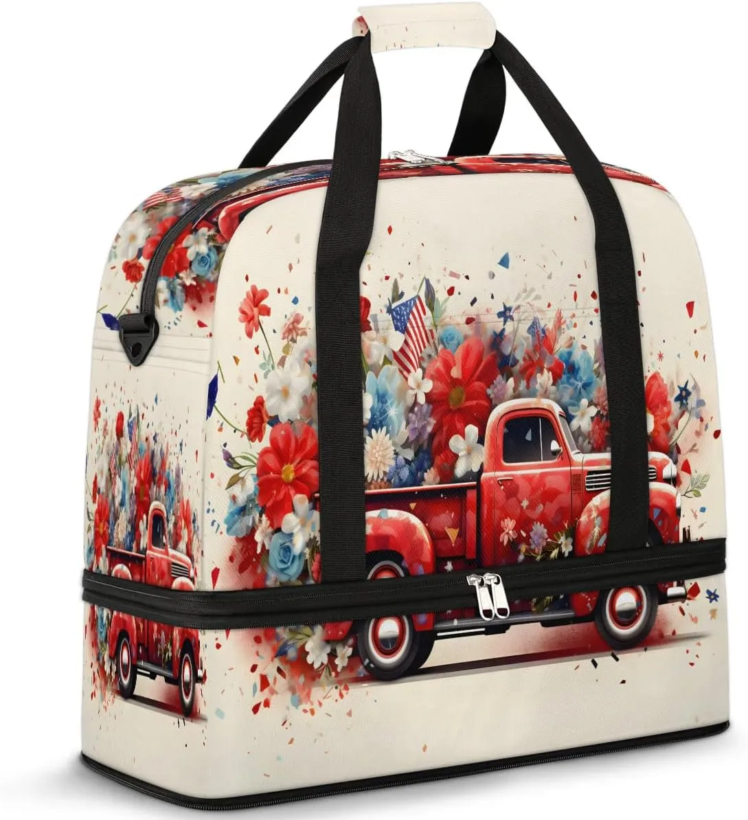 Sports Duffel Bag, Foldable 4th of July Independence Day Travel Duffel Bag, Gym Yoga Beach Bag Weekender Overnight Bag with Shoes Compartment for Men Women, Memorial Day