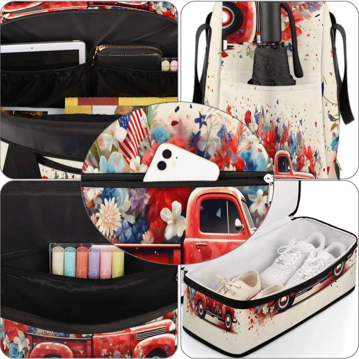 Sports Duffel Bag, Foldable 4th of July Independence Day Travel Duffel Bag, Gym Yoga Beach Bag Weekender Overnight Bag with Shoes Compartment for Men Women, Memorial Day