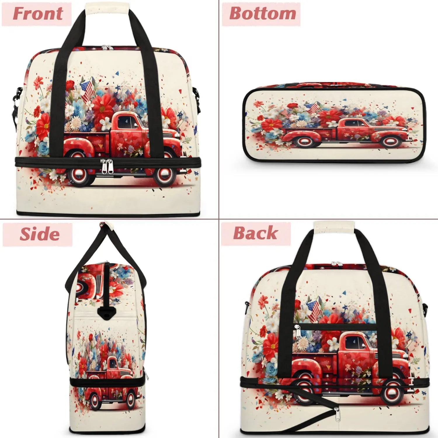 Sports Duffel Bag, Foldable 4th of July Independence Day Travel Duffel Bag, Gym Yoga Beach Bag Weekender Overnight Bag with Shoes Compartment for Men Women, Memorial Day