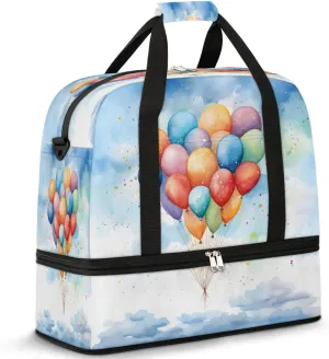 Sports Duffel Bag, Foldable Balloons Travel Duffel Bag, Gym Yoga Beach Bag Weekender Overnight Bag with Shoes Compartment for Men Women, Colorful Balloons
