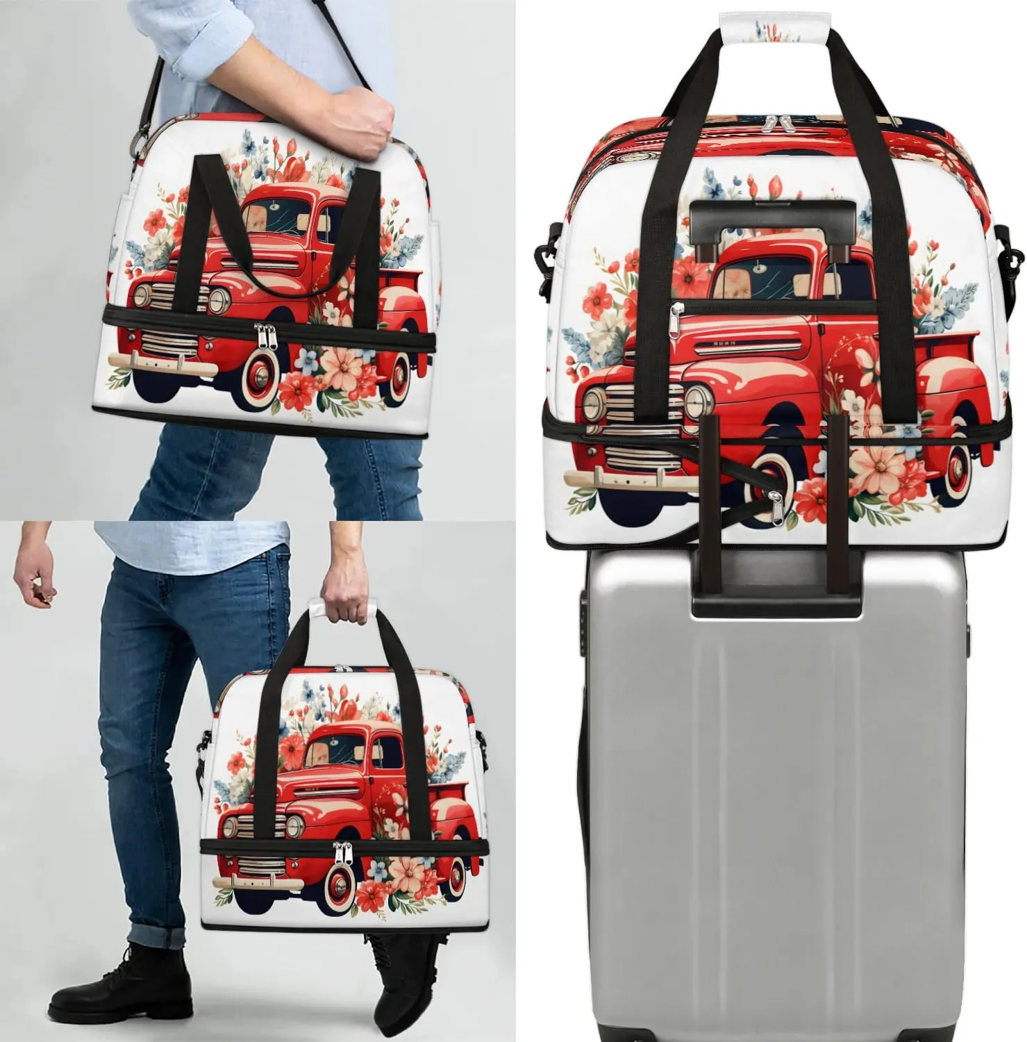Sports Duffel Bag, Foldable Independence Day Travel Duffel Bag, Gym Yoga Beach Bag Weekender Overnight Bag with Shoes Compartment for Men Women, 4th of July