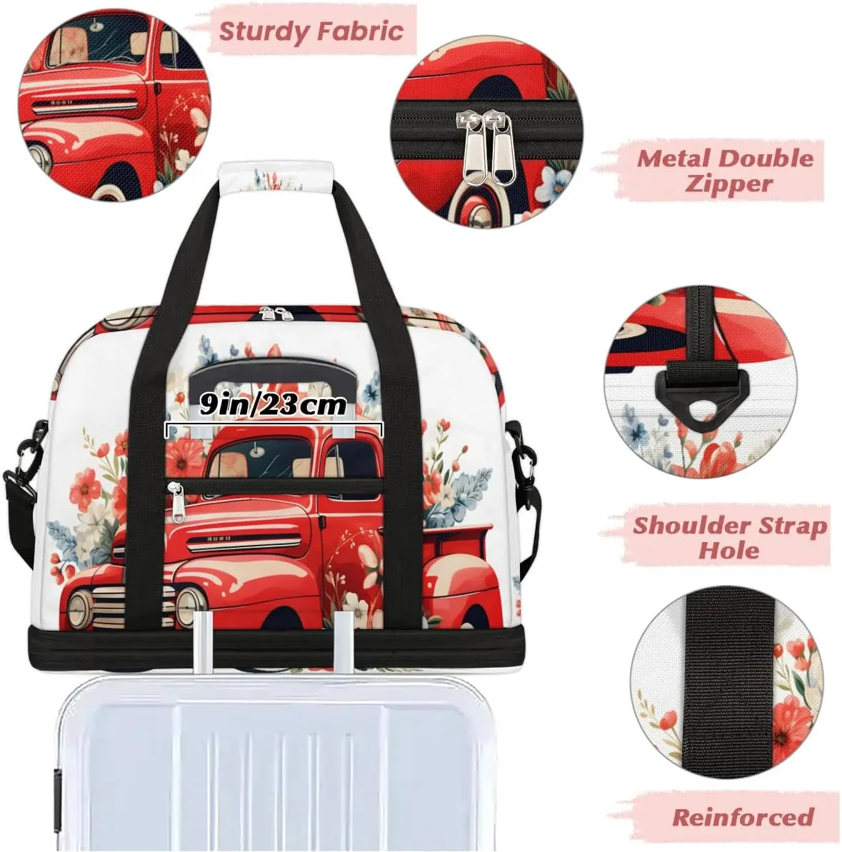 Sports Duffel Bag, Foldable Independence Day Travel Duffel Bag, Gym Yoga Beach Bag Weekender Overnight Bag with Shoes Compartment for Men Women, 4th of July