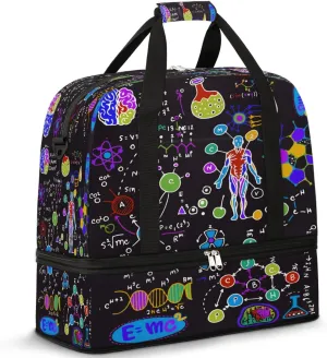 Sports Duffel Bag, Foldable Medical Gym Yoga Beach Bag, Travel Duffel Bags, Weekender Overnight Bag with Shoes Compartment for Men, Science