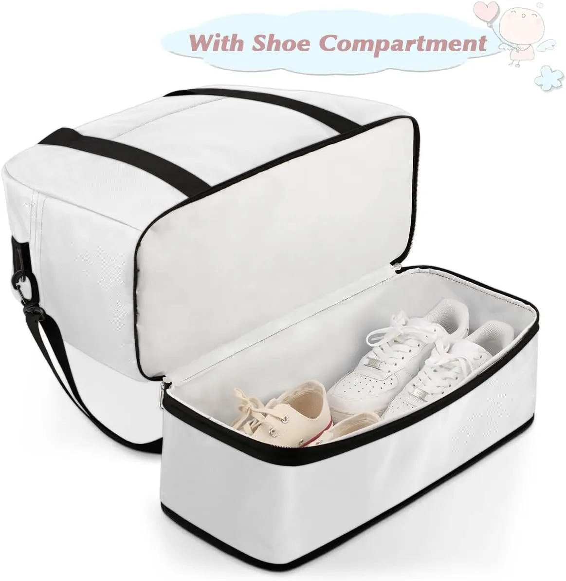 Sports Duffel Bag, Foldable Wild Flowers Travel Duffel Bag, Gym Yoga Beach Bag Weekender Overnight Bag with Shoes Compartment for Men Women, Summer Colorful Floral