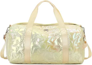 Sports Duffel Bags Women Waterproof Dwaterproof Water Gym Bag Travel Shoulder Duffle Bags Printing for Girls Canvas Luggage Organizer Pink Gym Bag(Golden)